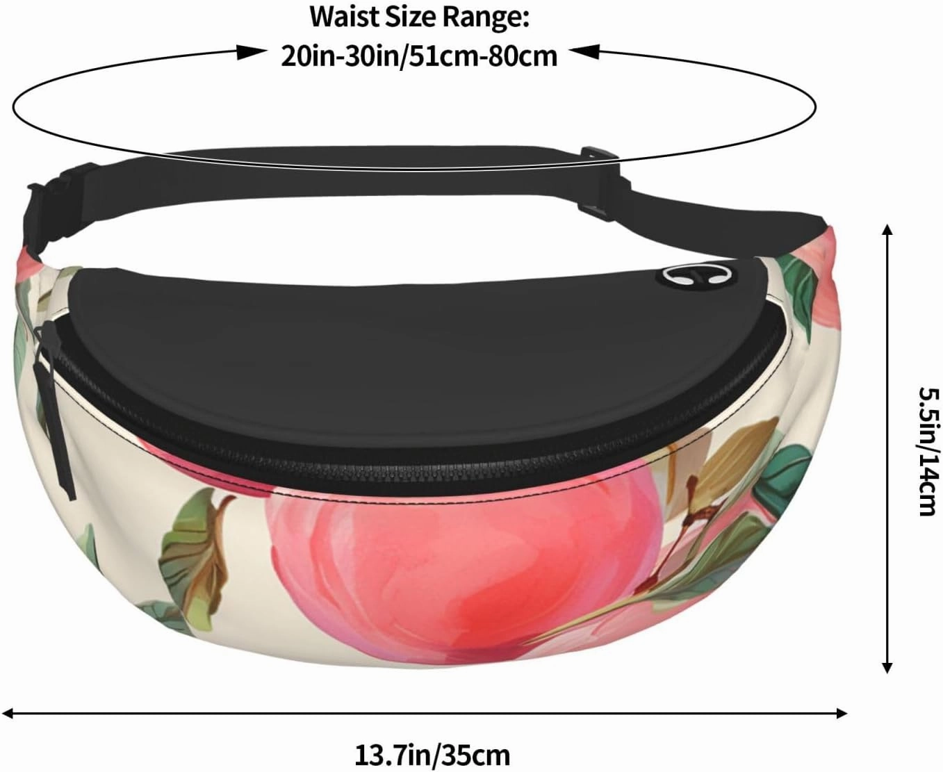 Pink Peach Fanny Pack for Man Women Waist Bag Adjustable Belt Casual Chest Bag Bum Bags for Travel Sports Running Hiking Waist Packs