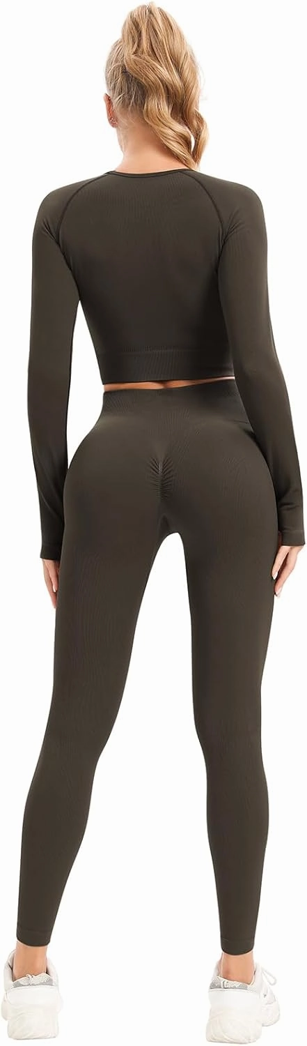 PINKSAVIOR Workout Sets for Women Two Piece Outfits Seamless High Waist Leggings Yoga Crop Tops Athletic Sports Gym Sets