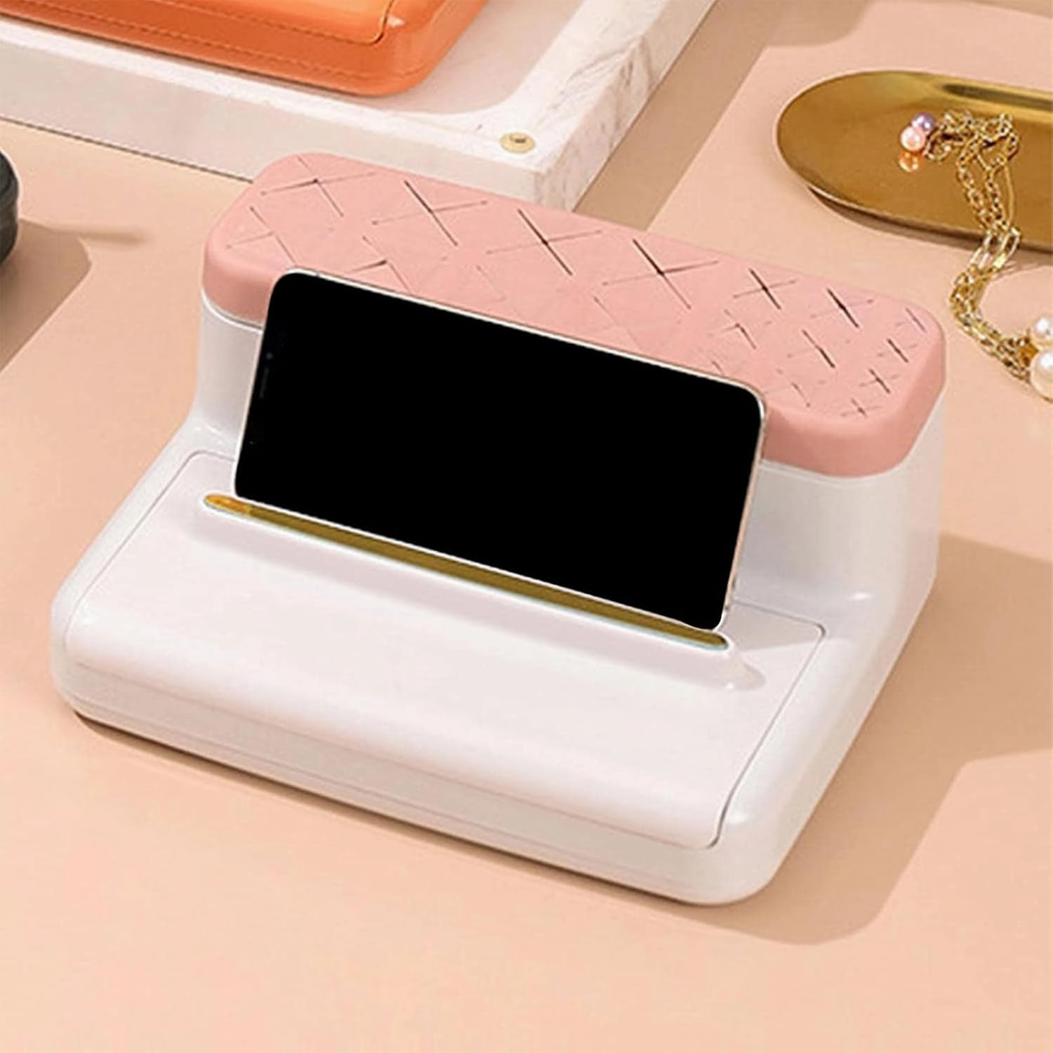 Plastic Makeup Brush Holder, Cosmetic Storage Box, Multipurpose Desktop Storage Box, Beauty Tool Organizer Stand for Storing Makeup Brushes Lipsticks Lip Glazes Brushes-White