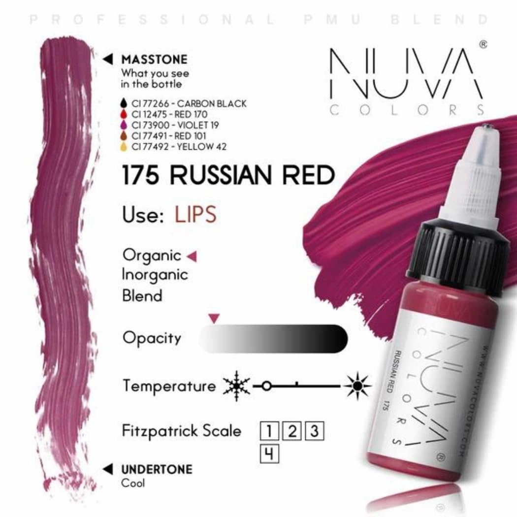 PMU Lip Pigment, Customizable, Cool Undertone for Lip Blushing & More, Vegan, Made in USA (Russian Red)