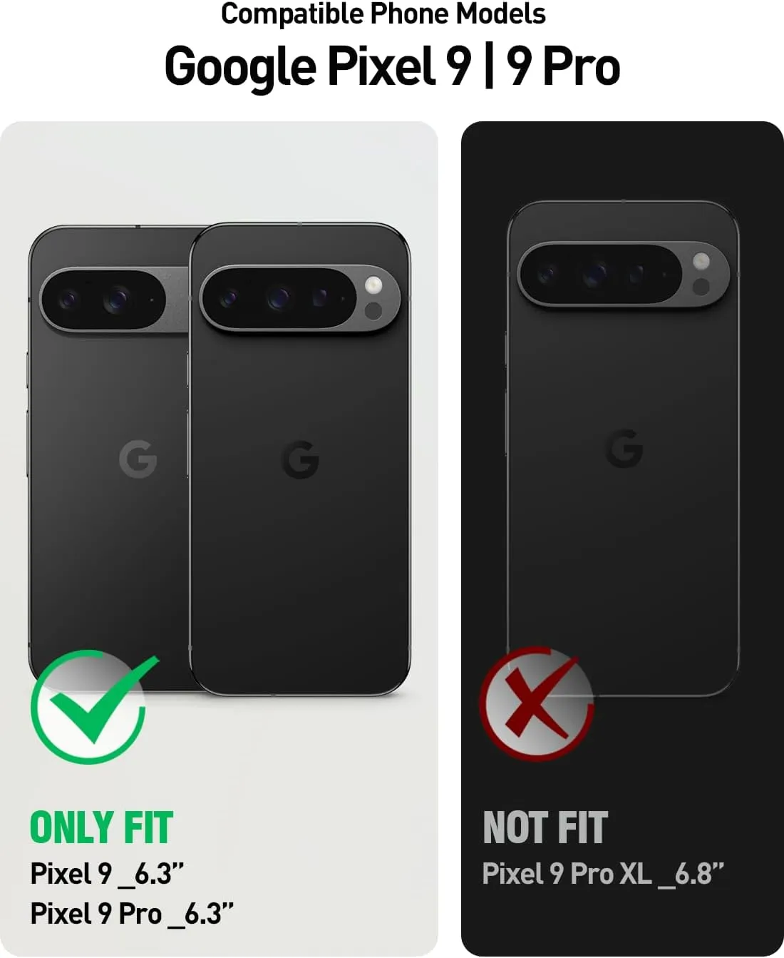 Poetic Guardian Case for Google Pixel 9/9 Pro 5G 6.3 inch, Built-in Screen Protector [Work with Fingerprint ID], [2 Front Frame] Full Body Shockproof Rugged Clear Cover Case, Green/Clear