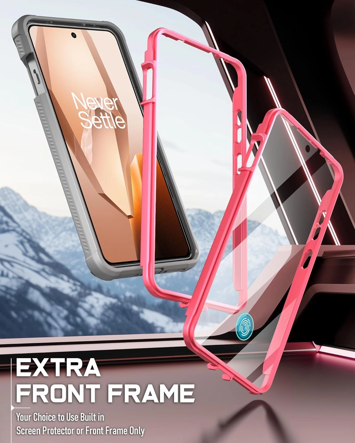 Poetic Guardian Case for OnePlus 13R 5G (2025), Built-in Screen Protector [Work with Fingerprint ID], [2 Front Frames] [20FT Mil-Grade Drop Tested] Full Body Shockproof Clear Cover Case, Pink/Clear