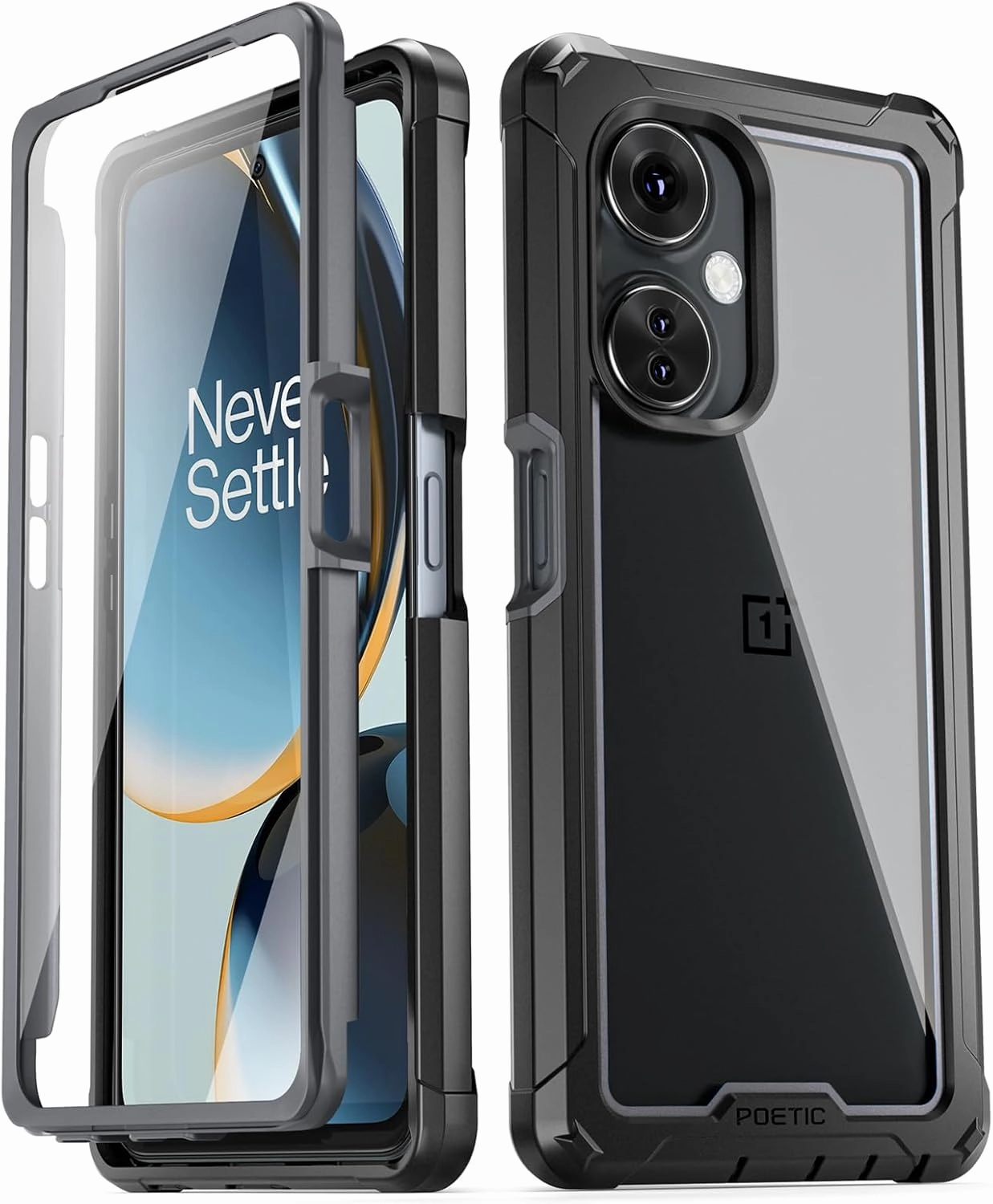 Poetic Guardian Case for OnePlus Nord N30 5G, [20FT Mil-Grade Drop Tested], Full Body Hybrid Shockproof Bumper Cover with Built-in Screen Protector, Black/Clear