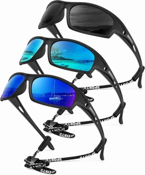 Polarized-Sunglasses-Men Sports Mens-Sunglasses: Sun-Glasses with UV400 Protection for Driving Golf Fishing Running