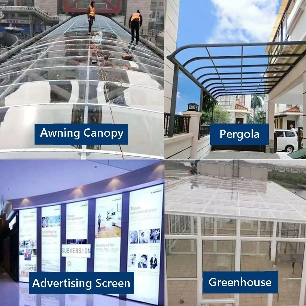Polycarbonate Plastic Sheet - Transparent Sunlight Panel - 1mm Thick - Light-gathering Tiles - Double-sided Lamination Impact Resistant - Transparent Glass Replacement Panel ( Color : Clear-Blue , Siz