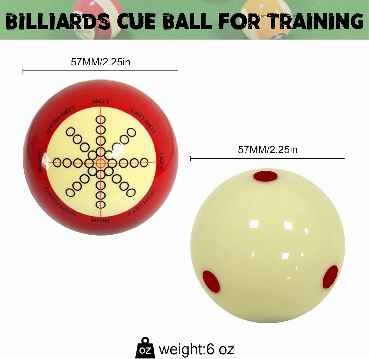 Pool Cue Ball 2-1/4" Standard Size Billiard Cue Ball Replacement for Training