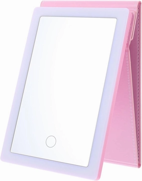 Portable LED Makeup Mirror Folding Touch Control Desktop Cosmetic Mirror with Brightness Chic Design for Travel and Home Use Present for Women and Makeup Artists