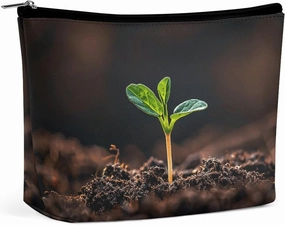 Portable Small Cosmetic Bag Cute Travel Makeup Bag A Seedling Sprouts Waterproof Toiletry Bag for Women