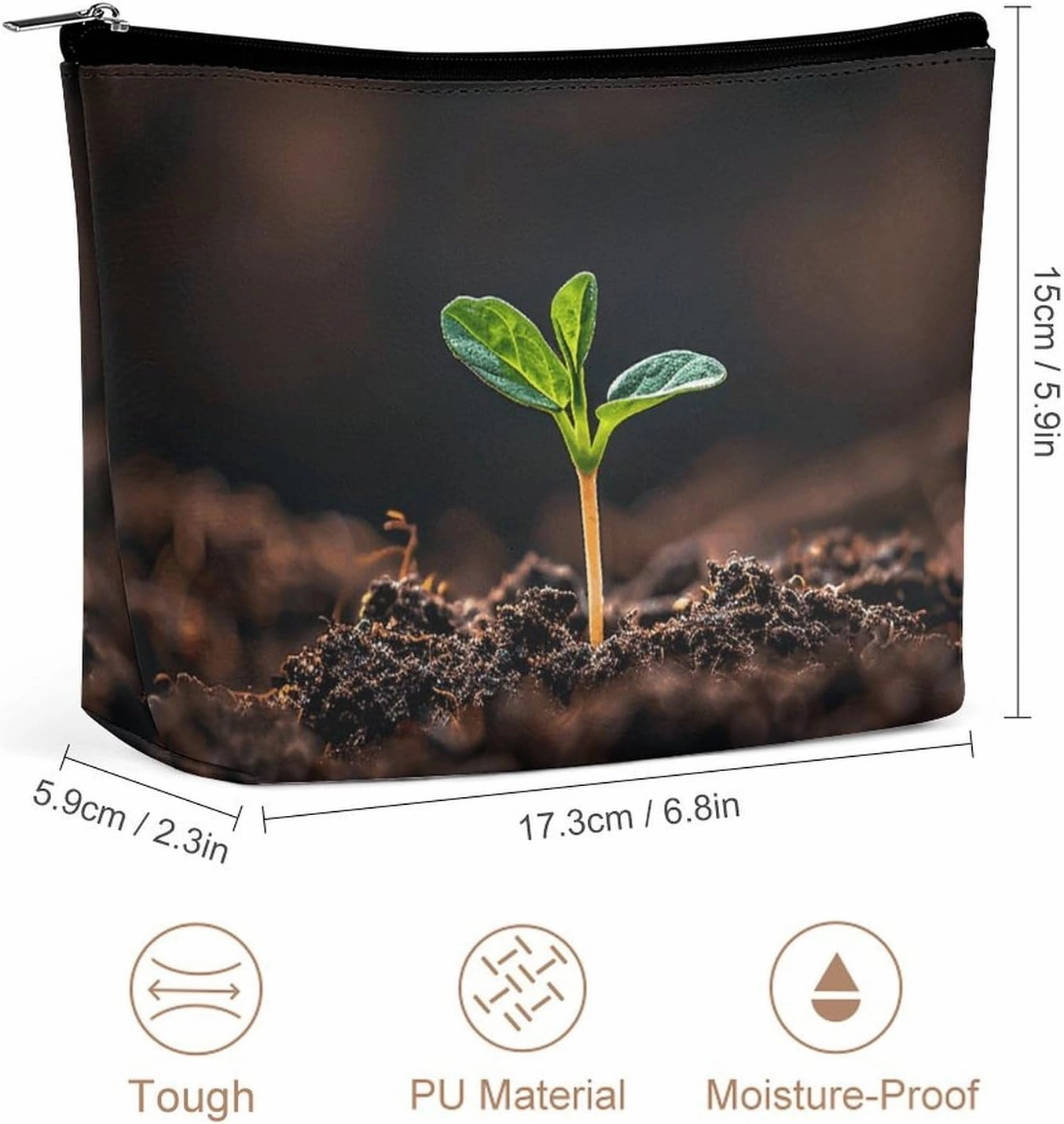 Portable Small Cosmetic Bag Cute Travel Makeup Bag A Seedling Sprouts Waterproof Toiletry Bag for Women