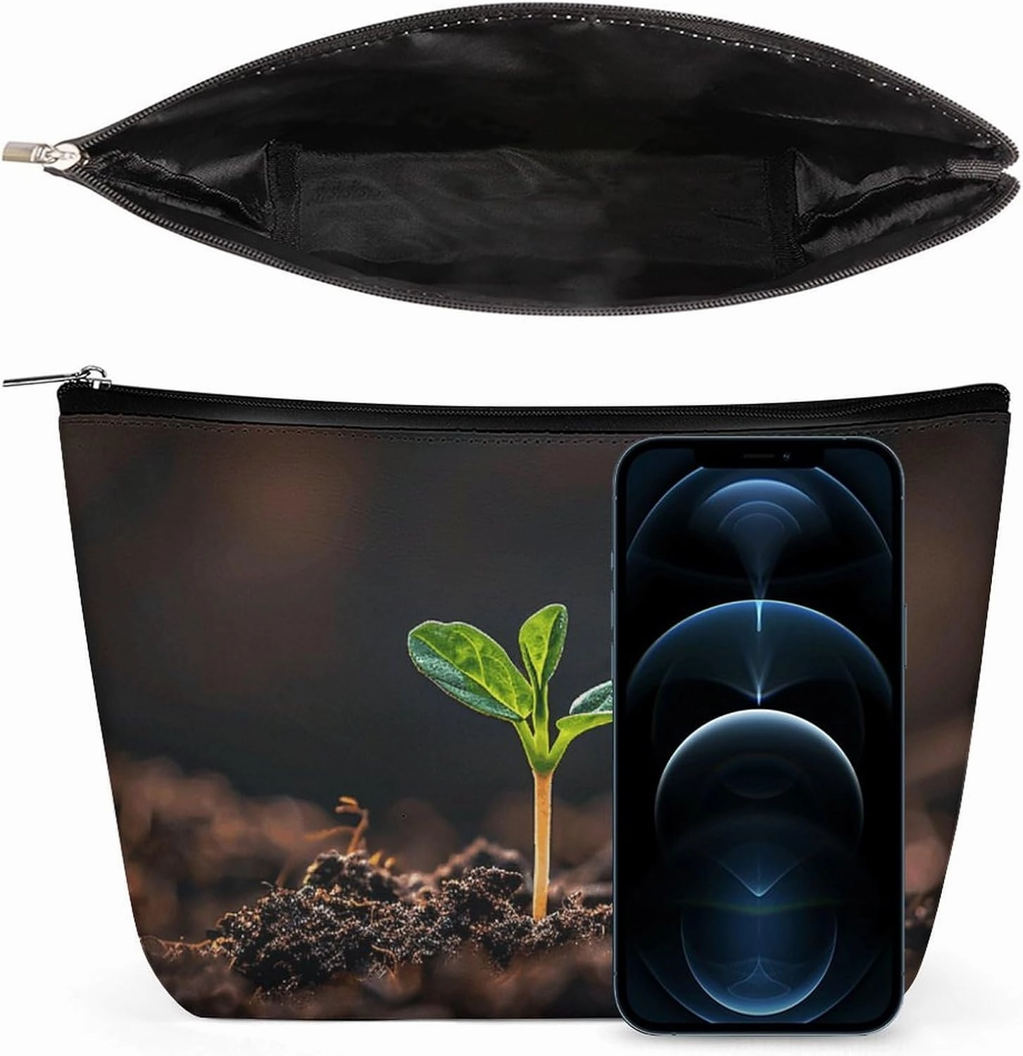 Portable Small Cosmetic Bag Cute Travel Makeup Bag A Seedling Sprouts Waterproof Toiletry Bag for Women