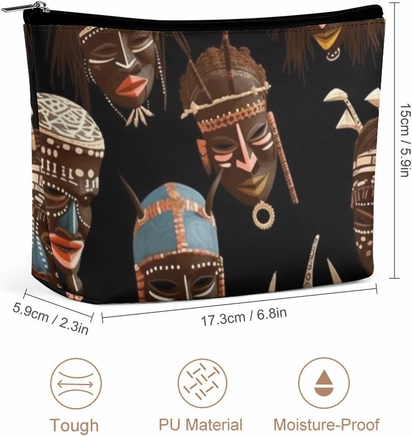 Portable Small Cosmetic Bag Cute Travel Makeup Bag African Ritual Ethnic Tribal Waterproof Toiletry Bag for Women