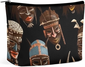 Portable Small Cosmetic Bag Cute Travel Makeup Bag African Ritual Ethnic Tribal Waterproof Toiletry Bag for Women