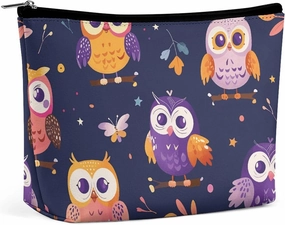 Portable Small Cosmetic Bag Cute Travel Makeup Bag Cartoon Owl Pattern Waterproof Toiletry Bag for Women