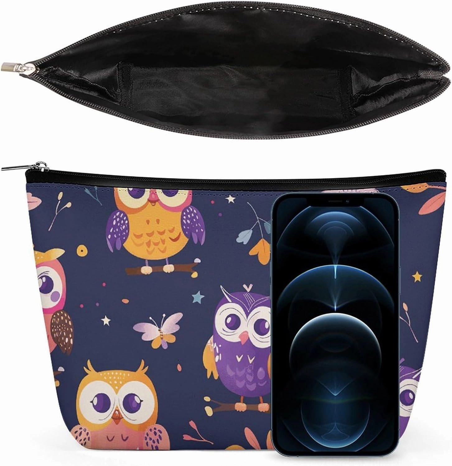 Portable Small Cosmetic Bag Cute Travel Makeup Bag Cartoon Owl Pattern Waterproof Toiletry Bag for Women