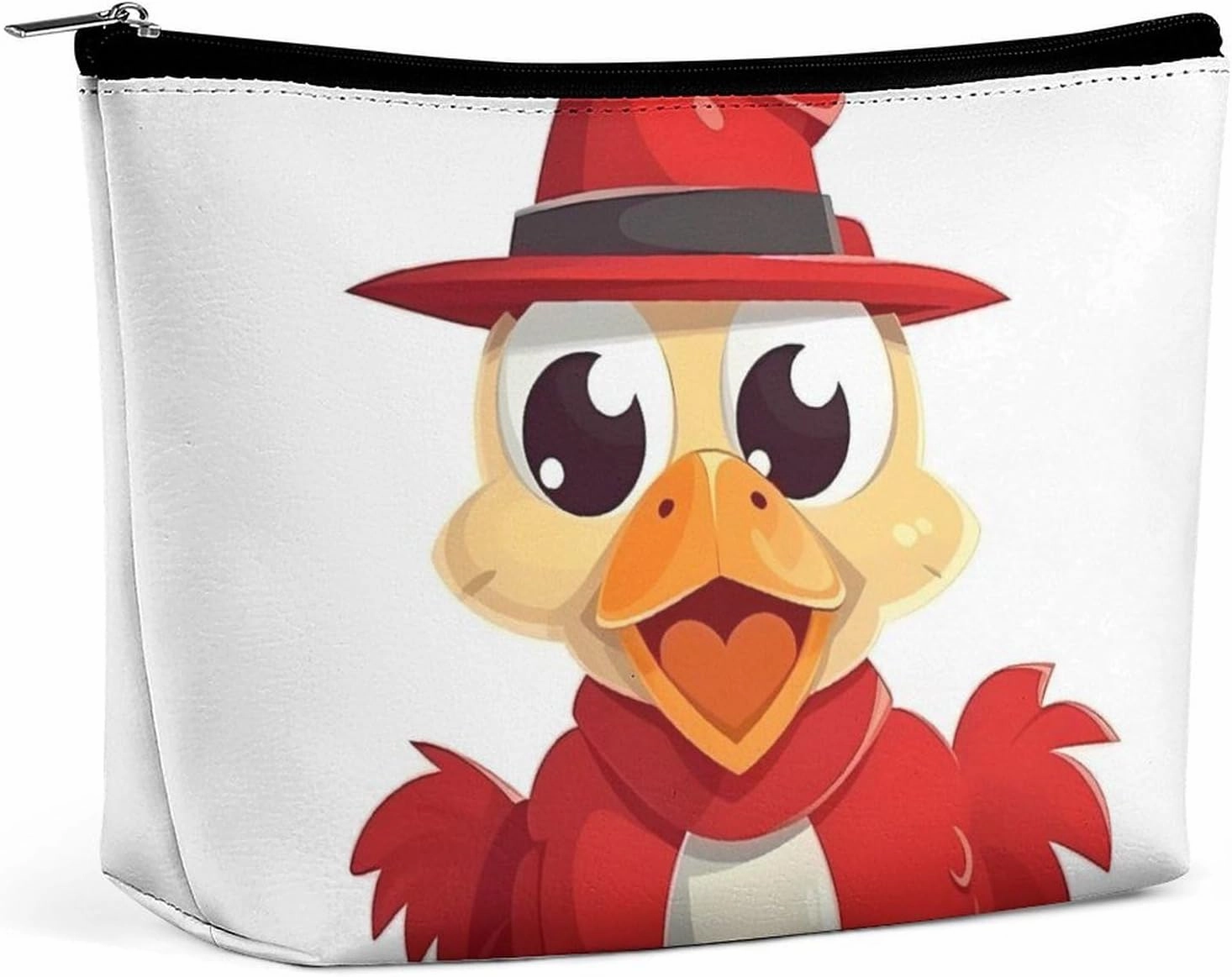 Portable Small Cosmetic Bag Cute Travel Makeup Bag Chicken Wearing Hat Waterproof Toiletry Bag for Women