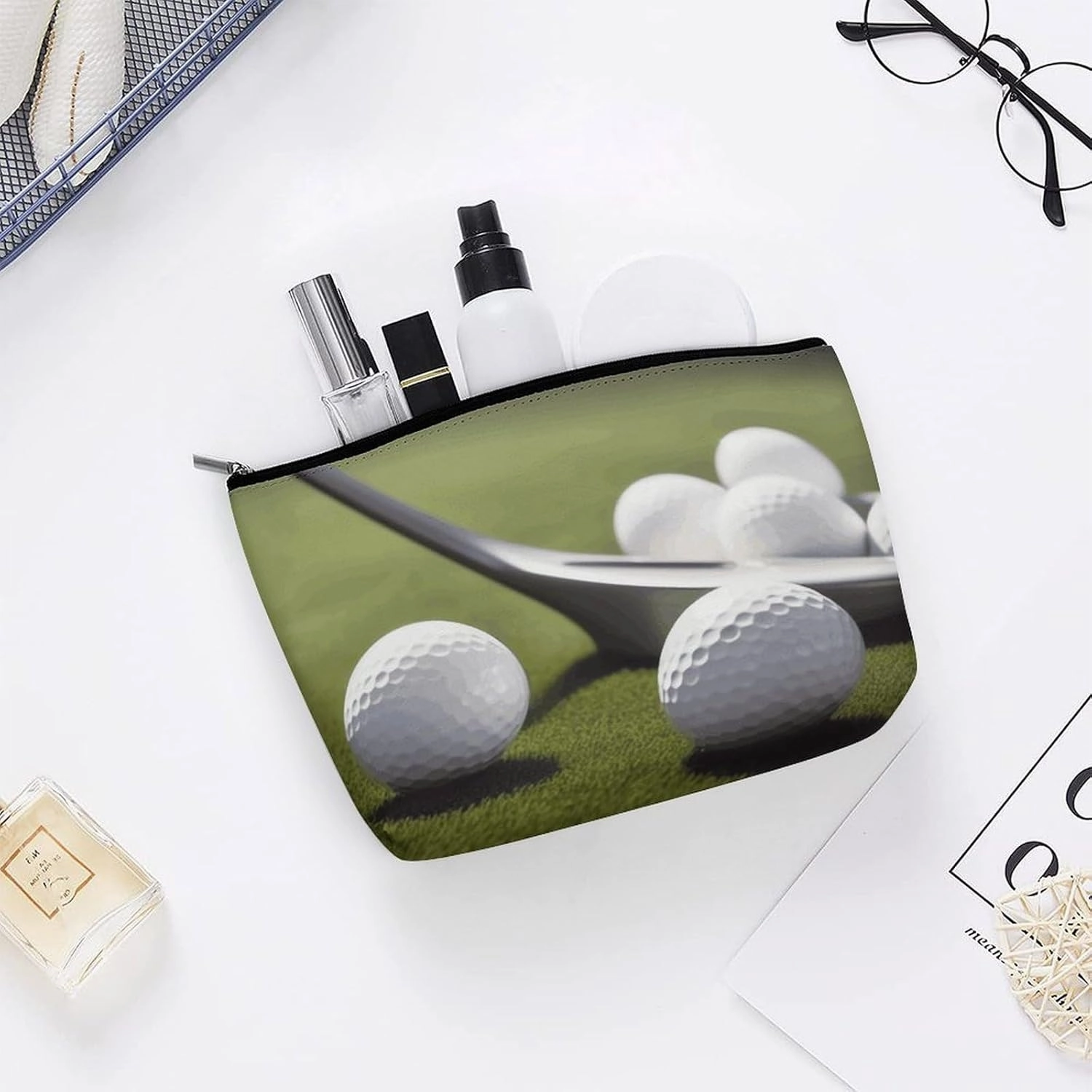 Portable Small Cosmetic Bag Cute Travel Makeup Bag Golf Waterproof Toiletry Bag for Women