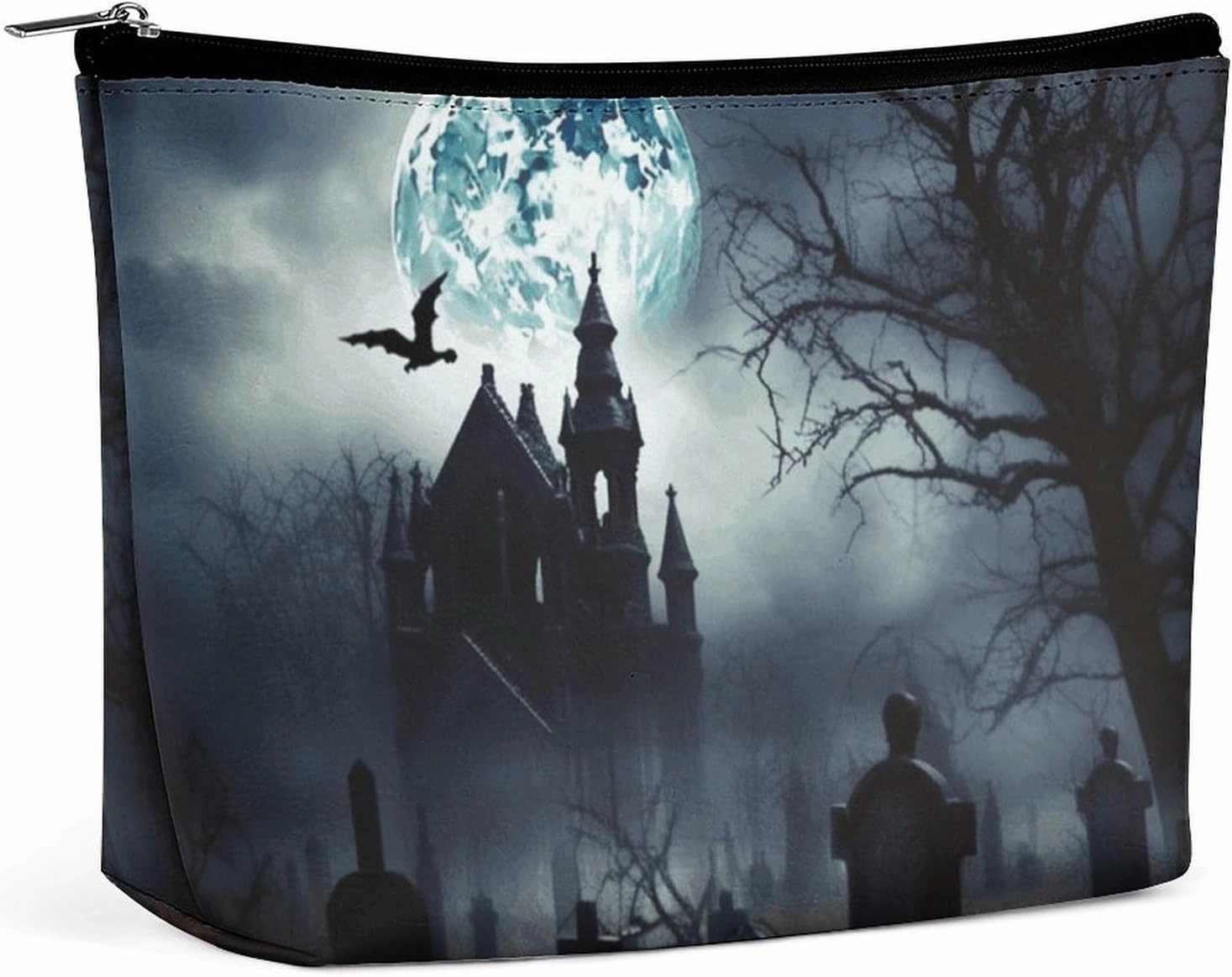Portable Small Cosmetic Bag Cute Travel Makeup Bag Gothic Happy Halloween Waterproof Toiletry Bag for Women