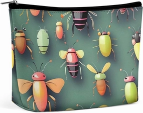 Portable Small Cosmetic Bag Cute Travel Makeup Bag Insect Atlas Waterproof Toiletry Bag for Women