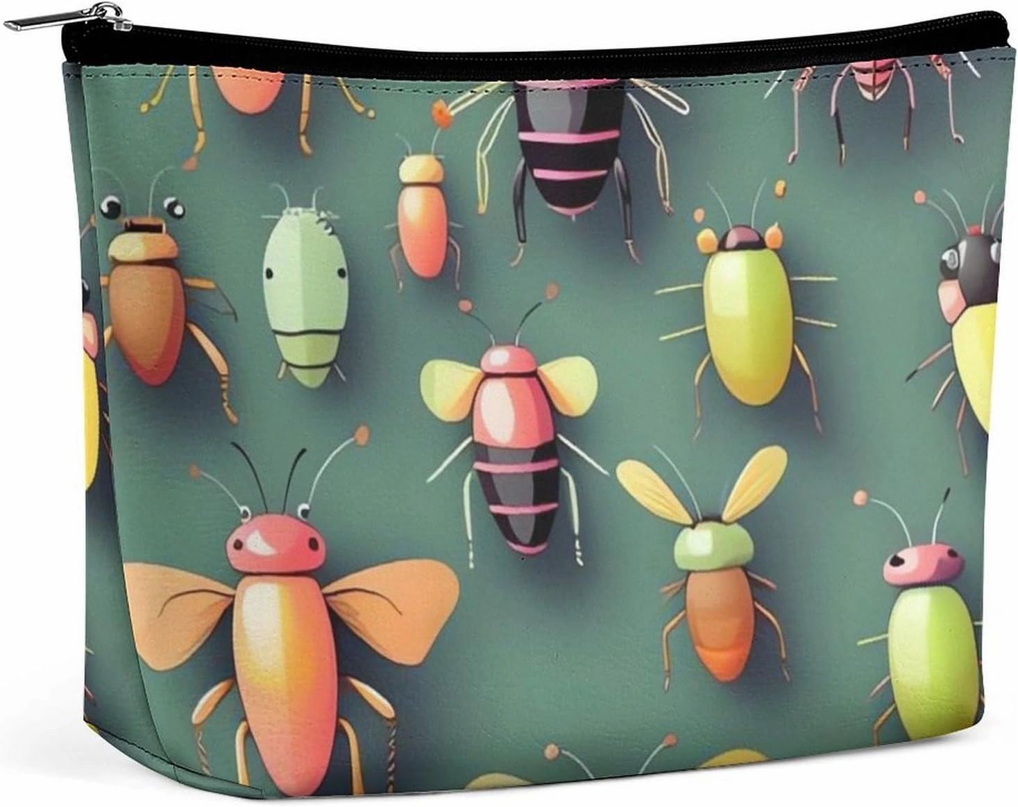 Portable Small Cosmetic Bag Cute Travel Makeup Bag Insect Atlas Waterproof Toiletry Bag for Women