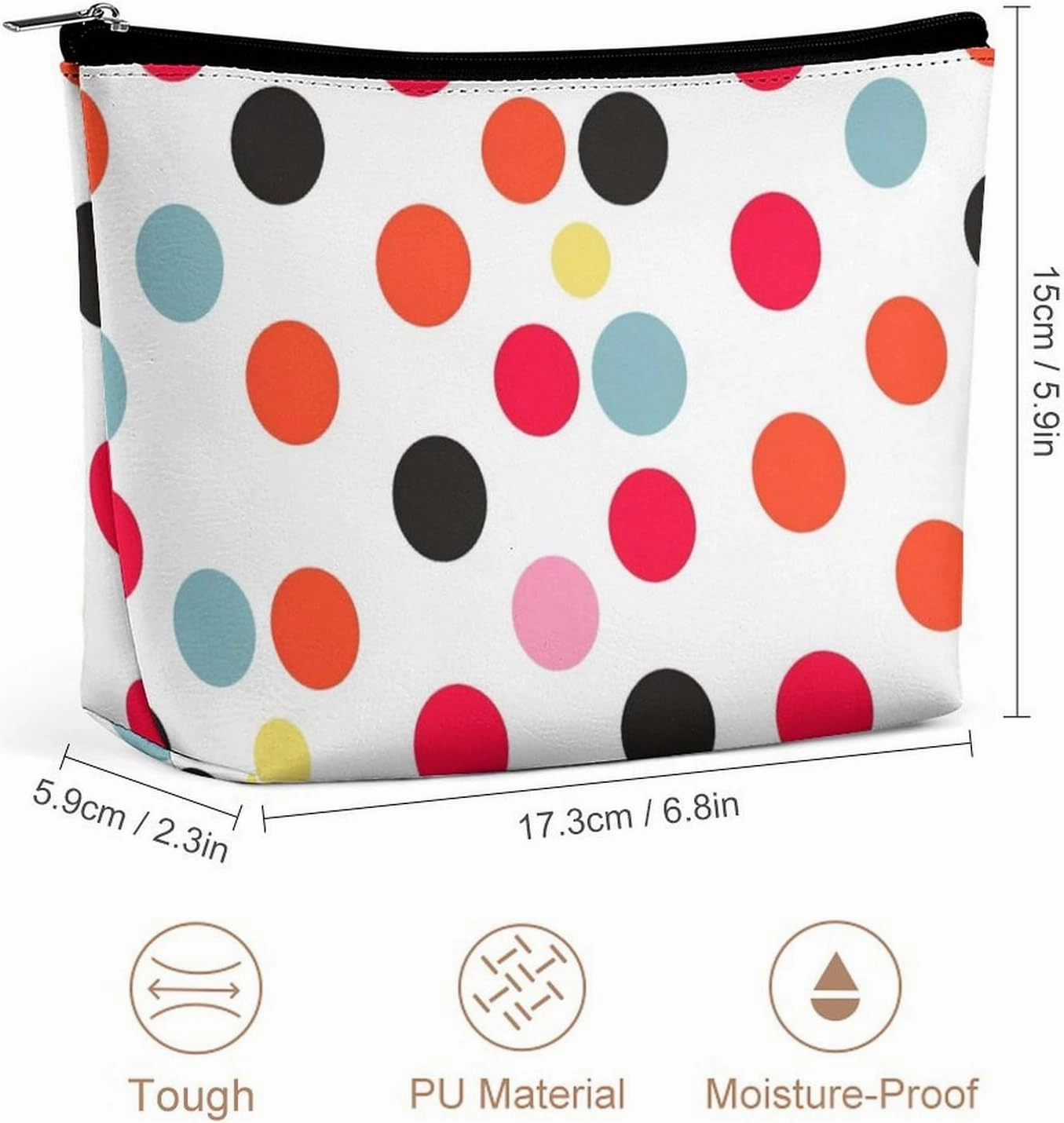 Portable Small Cosmetic Bag Cute Travel Makeup Bag Polka Dot Waterproof Toiletry Bag for Women
