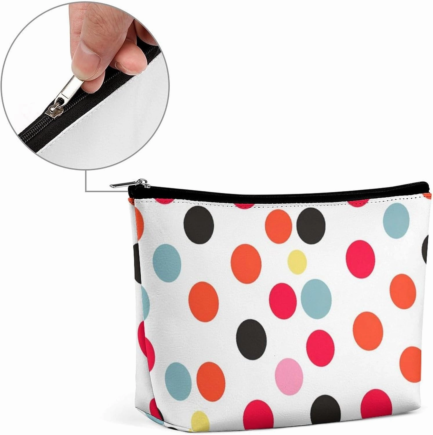 Portable Small Cosmetic Bag Cute Travel Makeup Bag Polka Dot Waterproof Toiletry Bag for Women