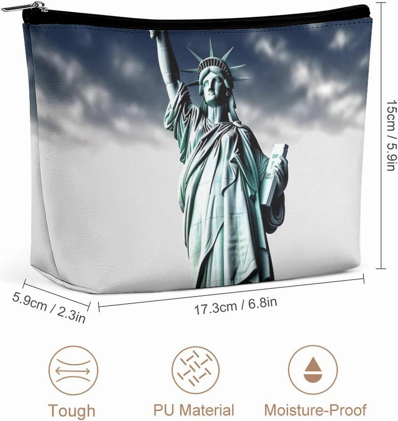 Portable Small Cosmetic Bag Cute Travel Makeup Bag Statue of Liberty Waterproof Toiletry Bag for Women