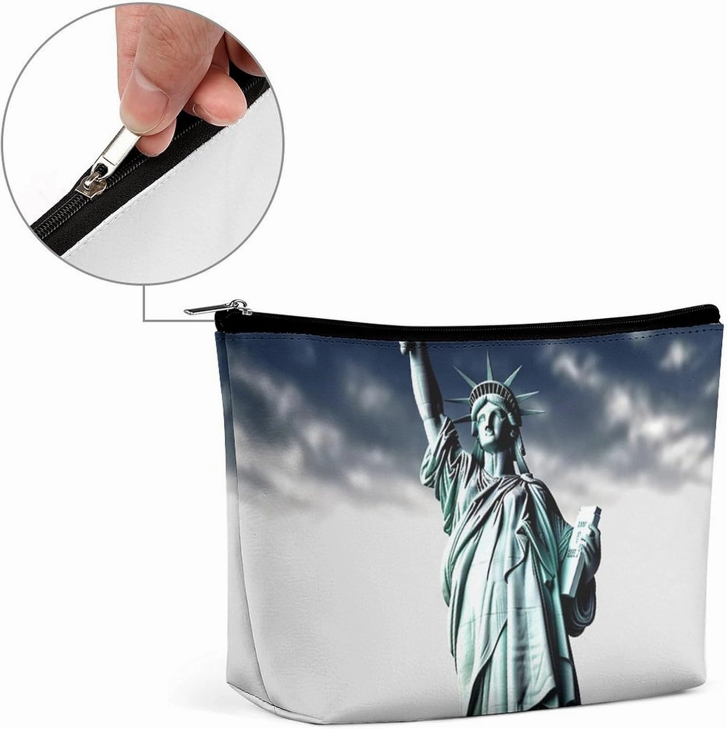 Portable Small Cosmetic Bag Cute Travel Makeup Bag Statue of Liberty Waterproof Toiletry Bag for Women
