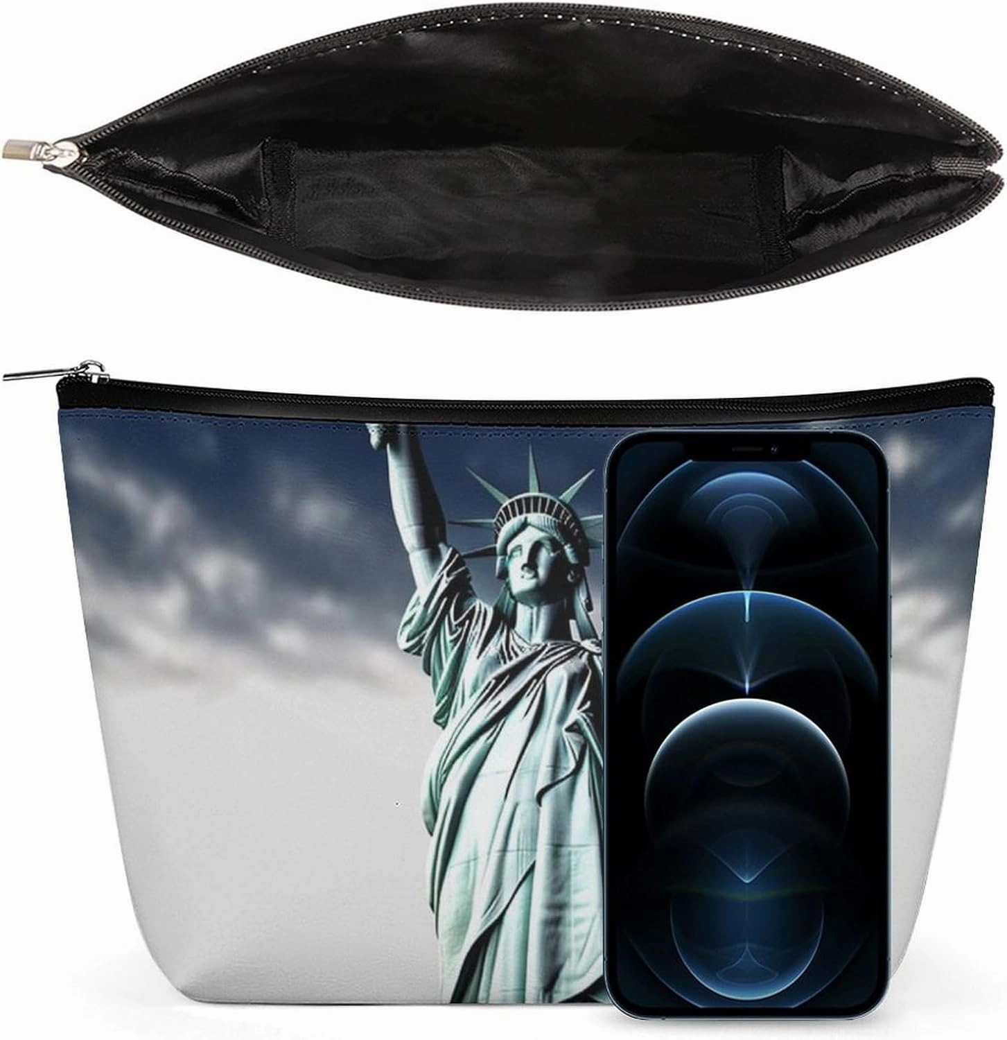 Portable Small Cosmetic Bag Cute Travel Makeup Bag Statue of Liberty Waterproof Toiletry Bag for Women
