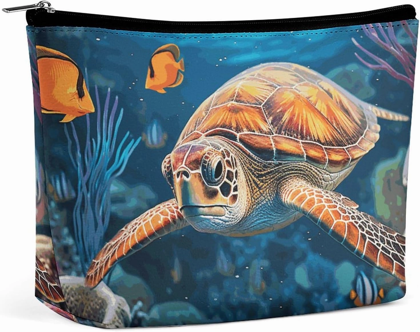 Portable Small Cosmetic Bag Cute Travel Makeup Bag Tropical Fish Starfish Waterproof Toiletry Bag for Women