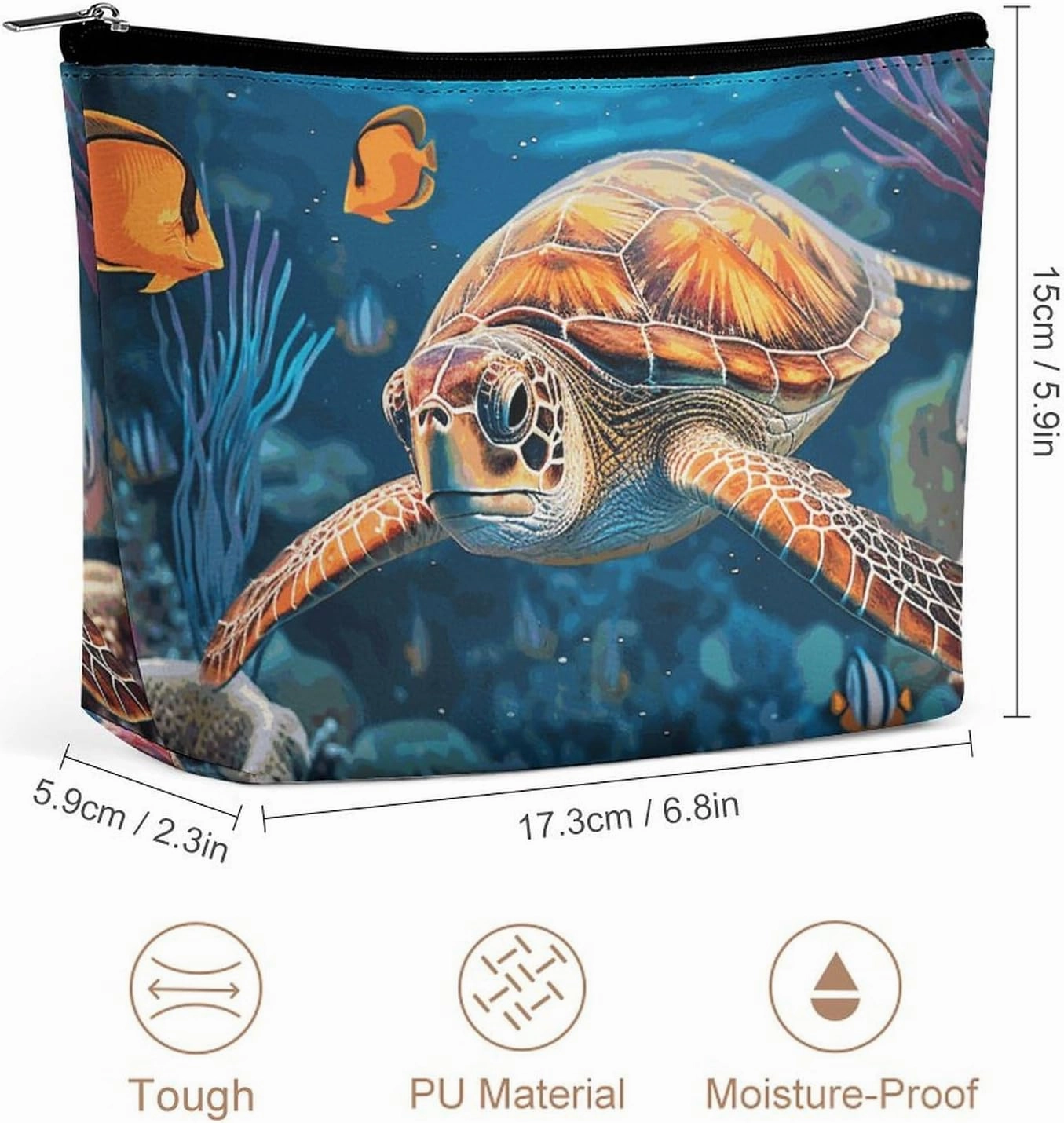 Portable Small Cosmetic Bag Cute Travel Makeup Bag Tropical Fish Starfish Waterproof Toiletry Bag for Women