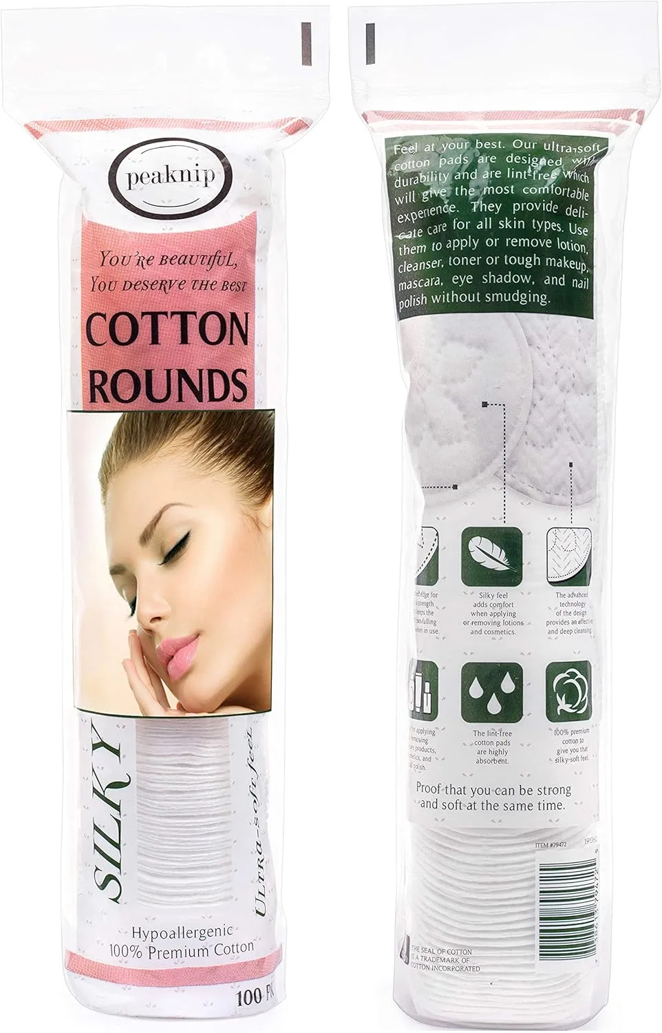 Premium 100% Cotton Rounds (300 Count) - Soft and Gentle Makeup Remover and Cleansing Pads for Face, Nail, and Personal Care - Absorbent, Textured, Lint-Free, and Hypoallergenic