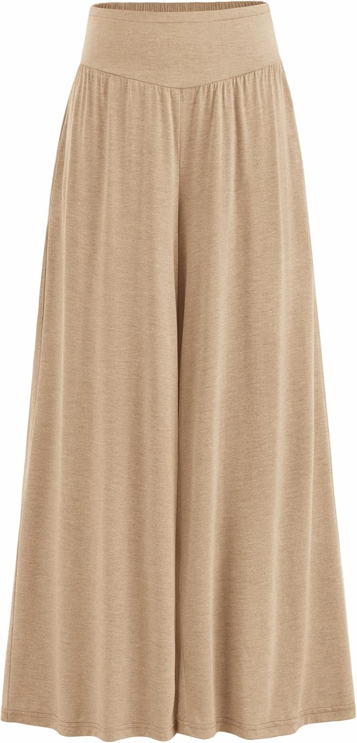 PRETTYGARDEN Women's Summer Wide Leg Trouser Pants Casual High Waisted Flowy Palazzo Lounge Pant with Pockets