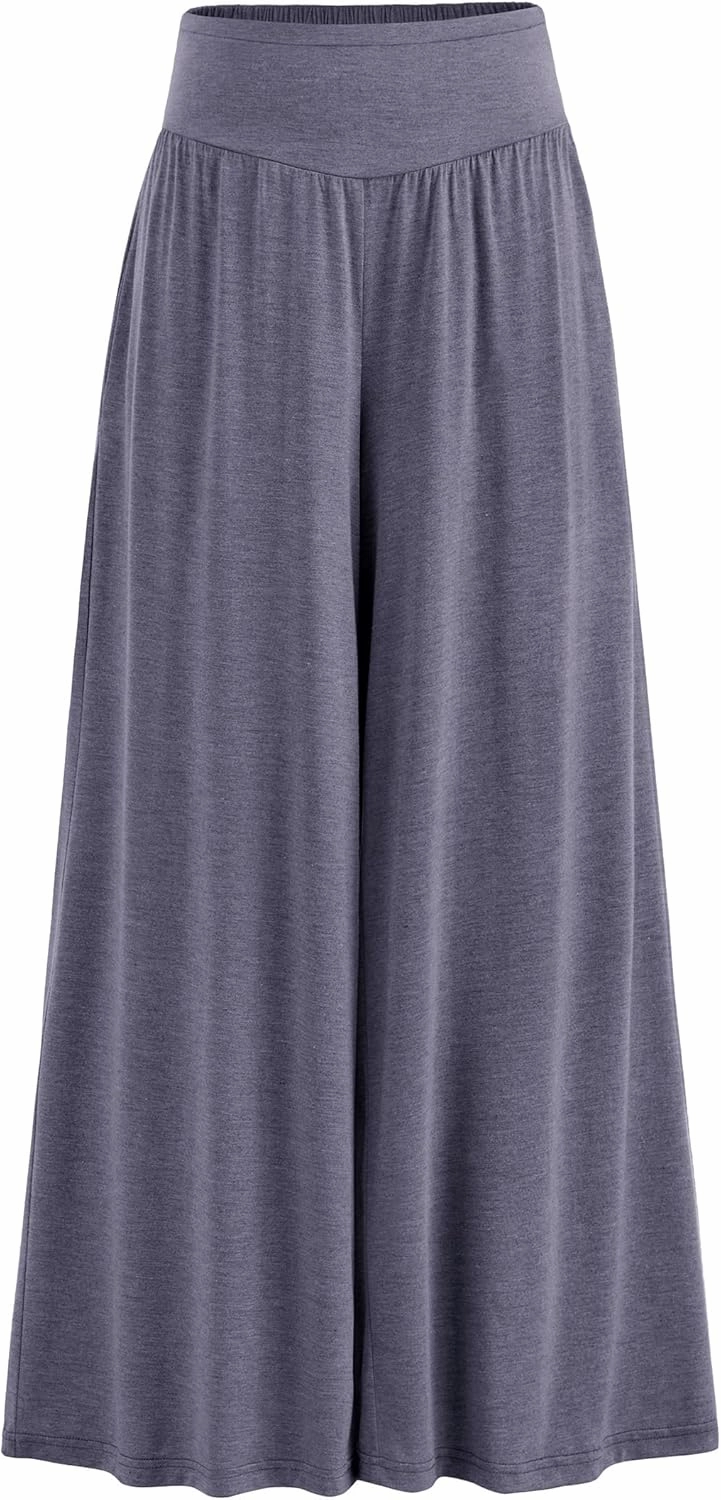 PRETTYGARDEN Women's Summer Wide Leg Trouser Pants Casual High Waisted Flowy Palazzo Lounge Pant with Pockets