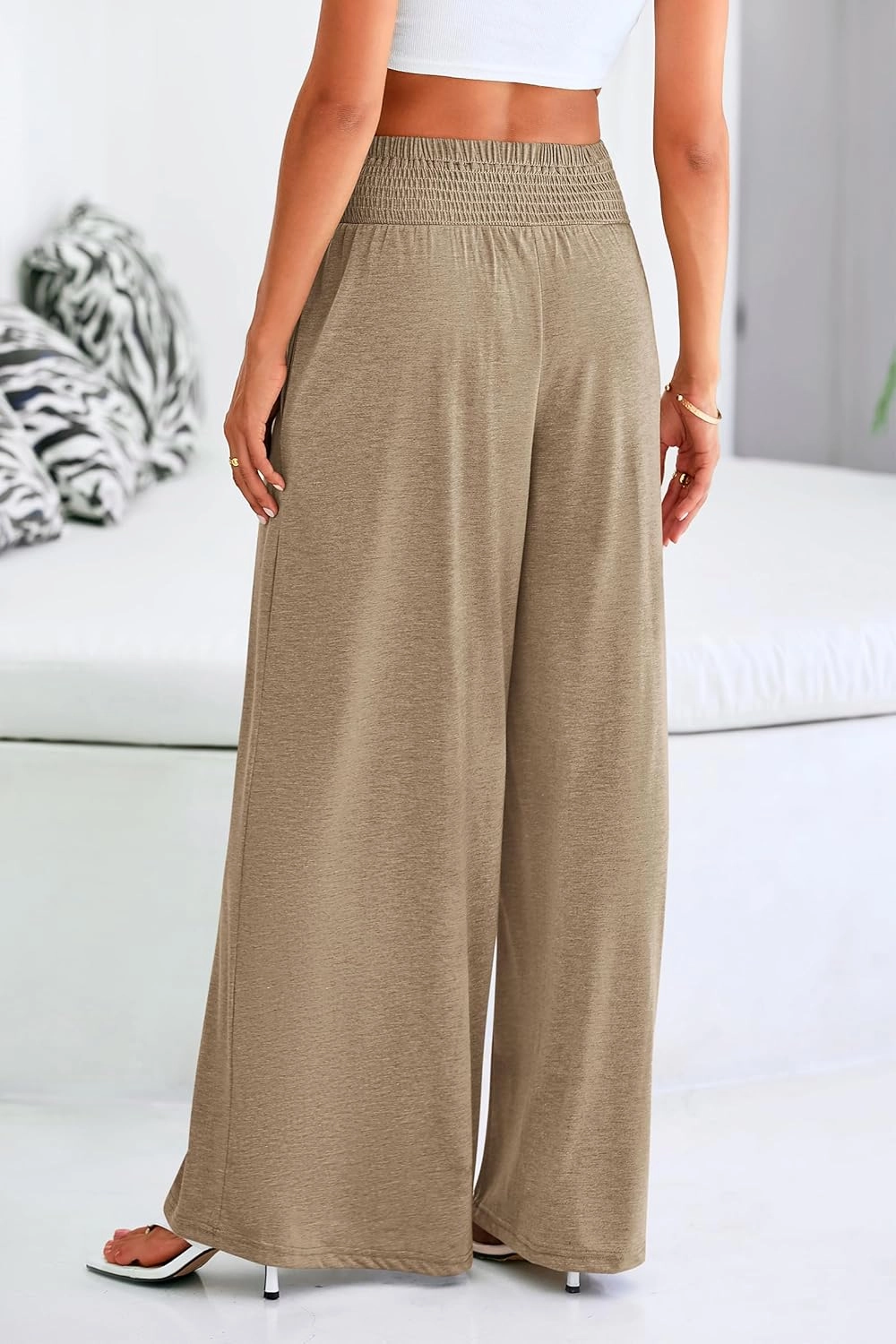PRETTYGARDEN Women's Summer Wide Leg Trouser Pants Casual High Waisted Flowy Palazzo Lounge Pant with Pockets