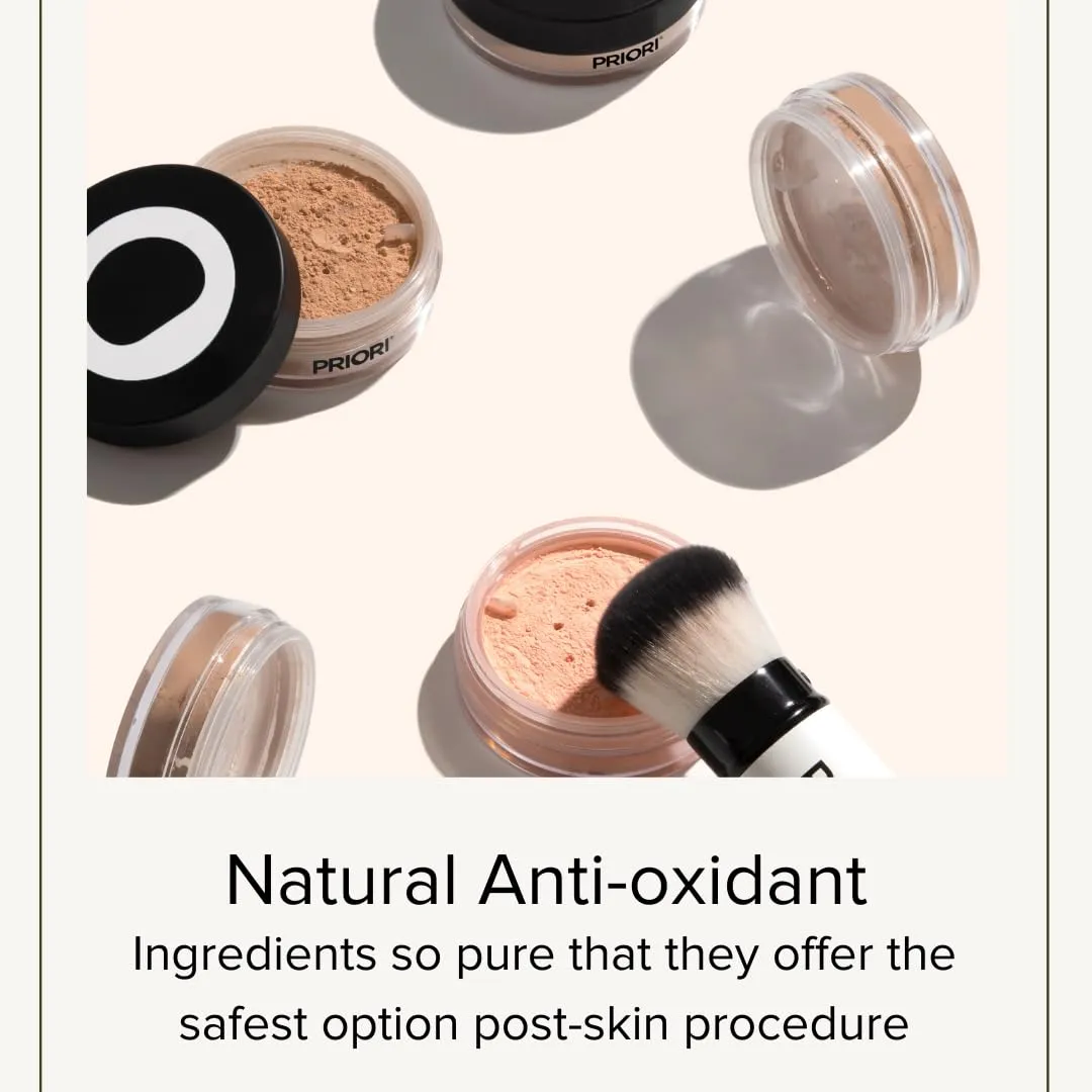 PRIORI Skincare Mineral Foundation, Natural Loose Make Up Powder, Sunscreen Protection, Advanced Skin Correction, Recommended for Sensitive Complexion