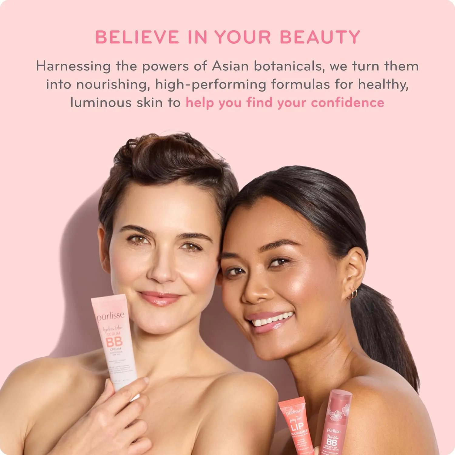 pūrlisse Perfect Glow BB Cream with SPF 30 - Matte Meets Dewy Finish - Enriched with Goji & Hawthorn Berry to Help Improve Skin Texture & Radiance - Medium Golden (1.4 oz)