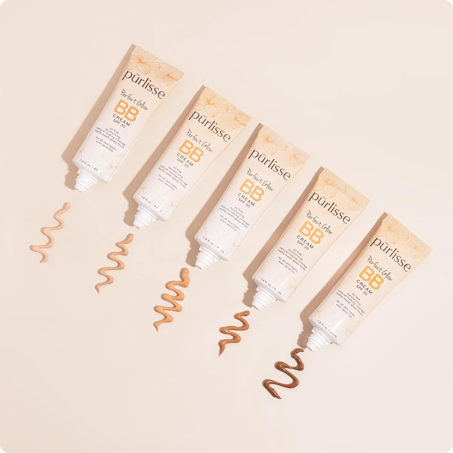 pūrlisse Perfect Glow BB Cream with SPF 30 - Matte Meets Dewy Finish - Enriched with Goji & Hawthorn Berry to Help Improve Skin Texture & Radiance - Medium Golden (1.4 oz)