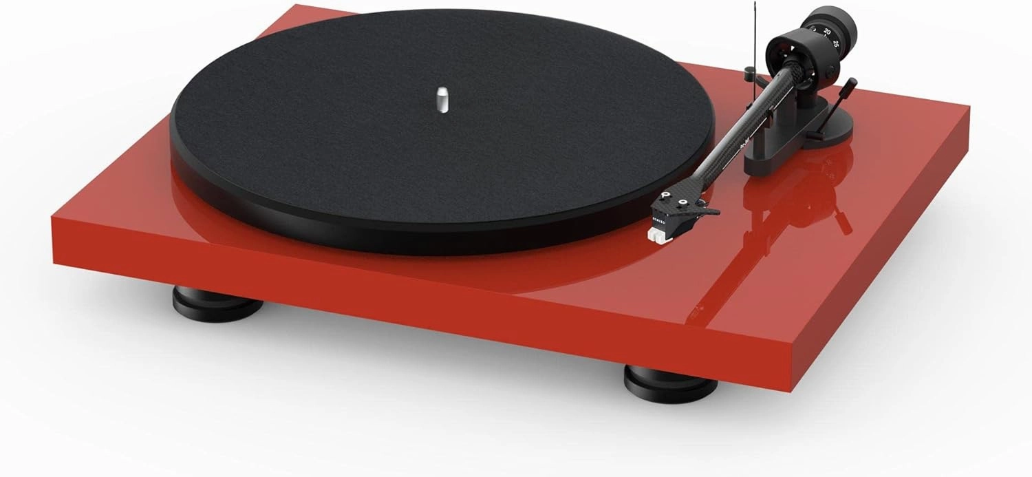 Pro-Ject Debut Carbon EVO, Audiophile Turntable with Carbon Fiber tonearm, Electronic Speed Selection and pre-Mounted Sumiko Rainier Phono Cartridge (High Gloss Red)
