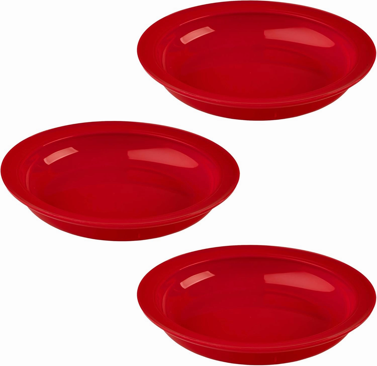 Providence Spillproof Lip Plates for Disabled Adults Inner Lip Dish for Adults - Lip Bowl - Adaptive Plate for Independence - Non Slip Plate for Disabled Adults - 9" Red - 3 Pack
