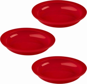 Providence Spillproof Lip Plates for Disabled Adults Inner Lip Dish for Adults - Lip Bowl - Adaptive Plate for Independence - Non Slip Plate for Disabled Adults - 9" Red - 3 Pack