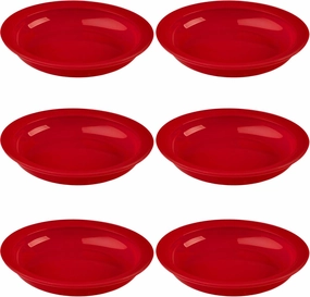 Providence Spillproof Lip Plates for Disabled Adults Inner Lip Dish for Adults - Lip Bowl - Adaptive Plate for Independence - Non Slip Plate for Disabled Adults - 9" Red - 6 Pack
