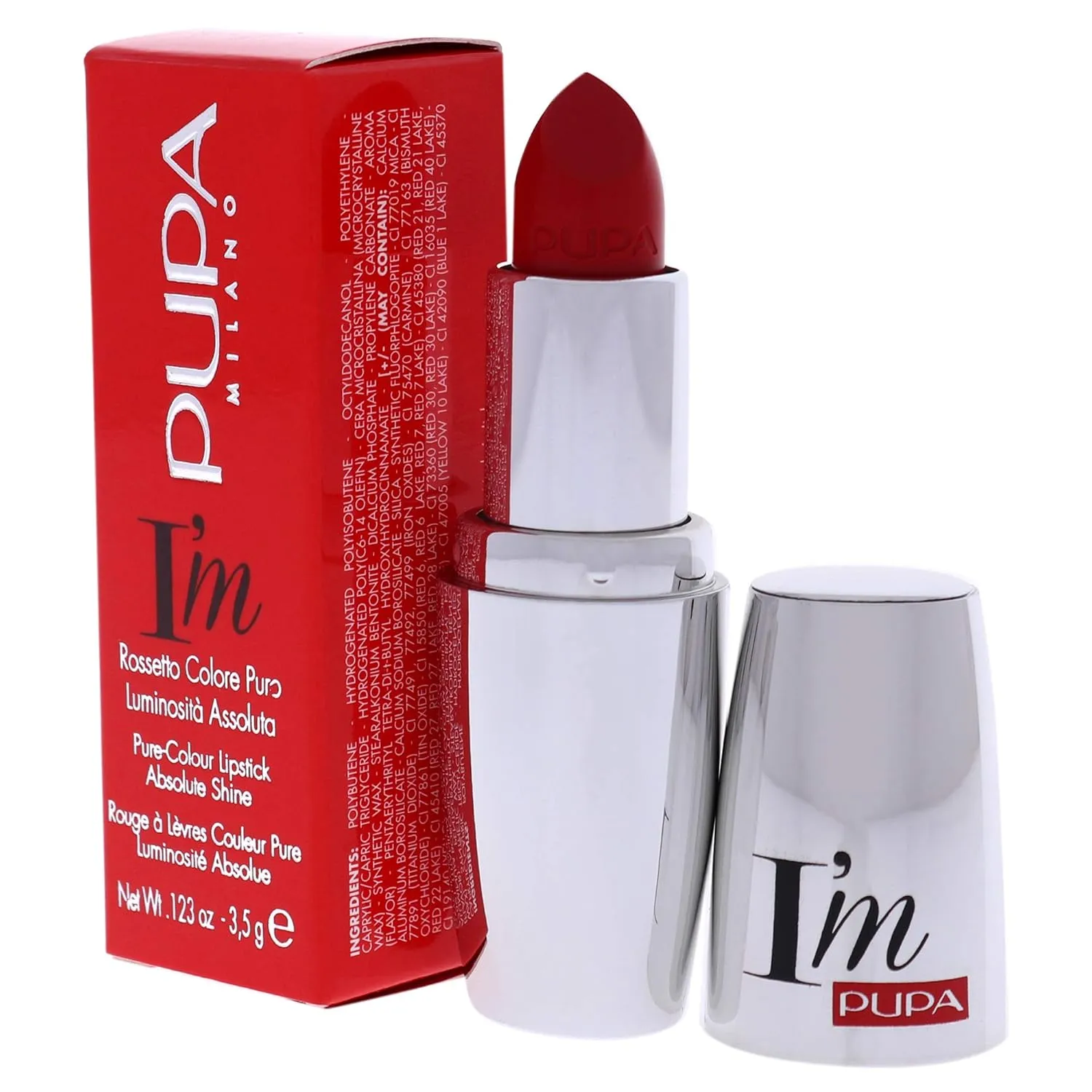 Pupa Milano I Am Pure-Colour Lipstick - 303 Flamboyant Orange for Women - 0.123 oz Lipstick