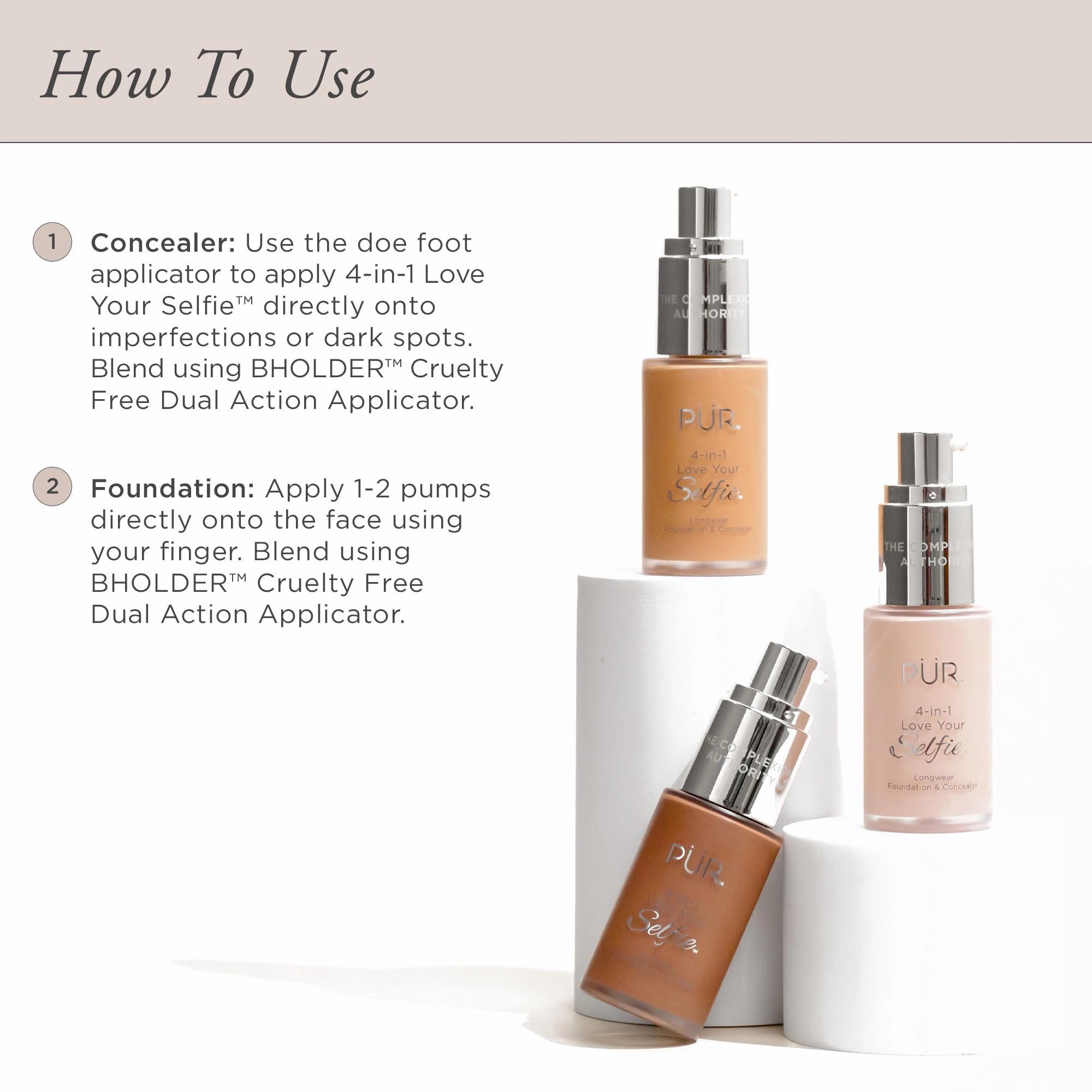PUR Beauty 4-in-1 Love Your Selfie Foundation & Concealer - Longwear Full Coverage Liquid Makeup Foundation with Hydrating Blend for Refined-Looking, Natural Beauty Glow, Skin Texture & Tone