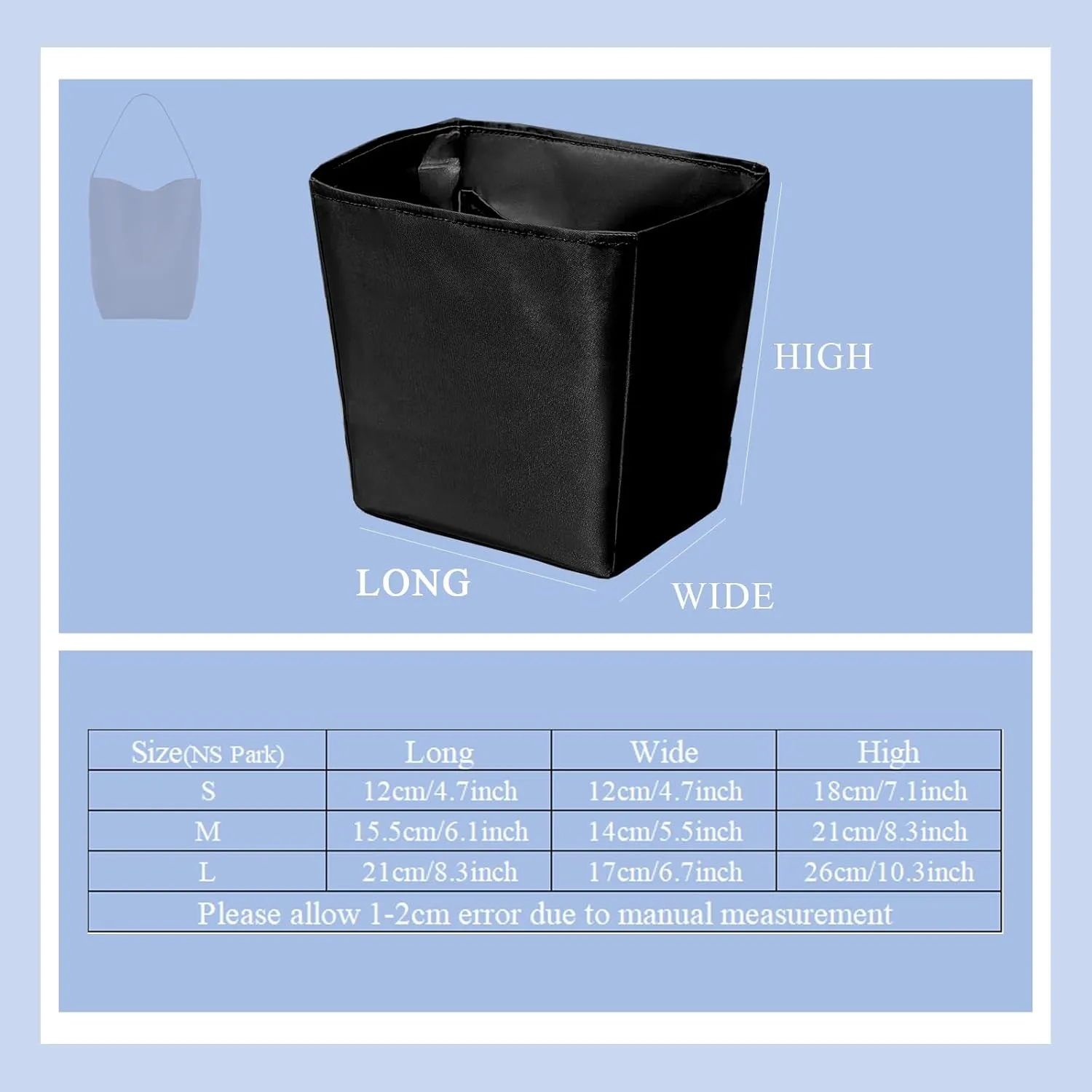 Purse Organizer Insert for The Row Park Bucket Bag - Multiple Pockets, Lightweight Zipper Organizer (Style-03, Medium)