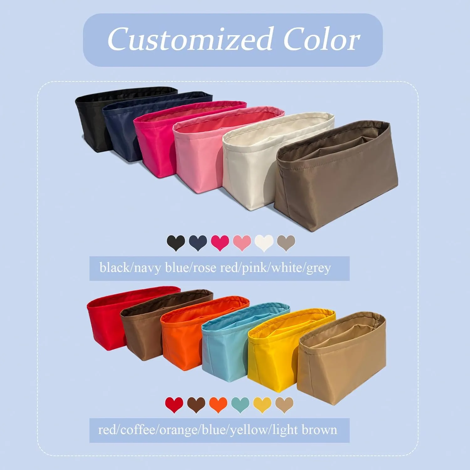 Purse Organizer Insert, Nylon Inner Liner for Loewe Flamenco Bag, Durable Storage with Multiple Pouch, Cosmetics Zipper Bag Insert Handbag Organizer (Style-04, Medium)