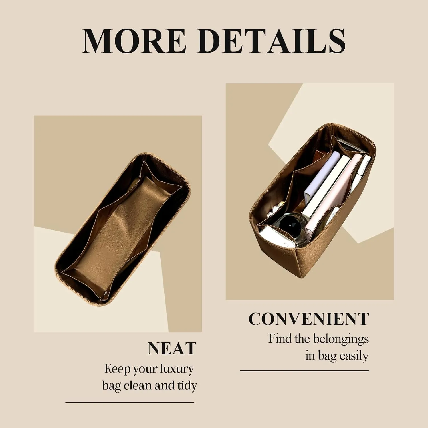 Purse Organizer Insert, Silk Satin Inner Liner Storage Bag Fit for Hermes Herbag Mini Inside Bag In Bag Organizer Insert Handbag Organizer (Style-01, Mini)