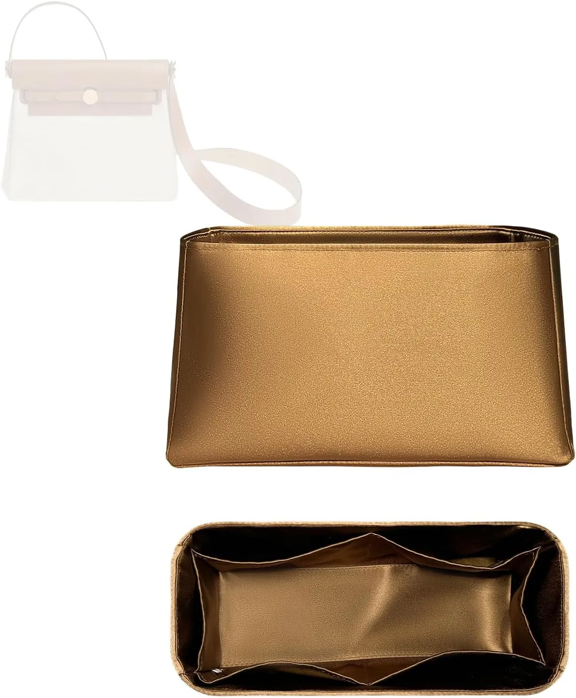 Purse Organizer Insert, Silk Satin Inner Liner Storage Bag Fit for Hermes Herbag Mini Inside Bag In Bag Organizer Insert Handbag Organizer (Style-01, Mini)