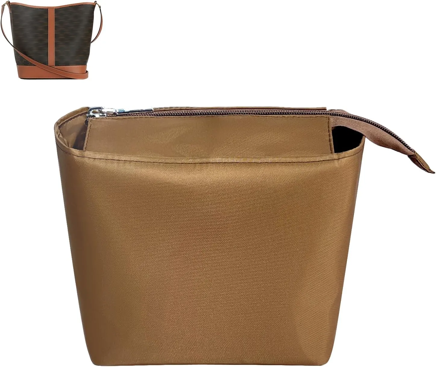 Purse Organizer Insert, Slim Inside Bag Organizer Insert Fit for Celine Triomphe Canvas Bucket Bag Small Drawstring Inner Liner Bag In Bag Organizer (Style-04, Medium)