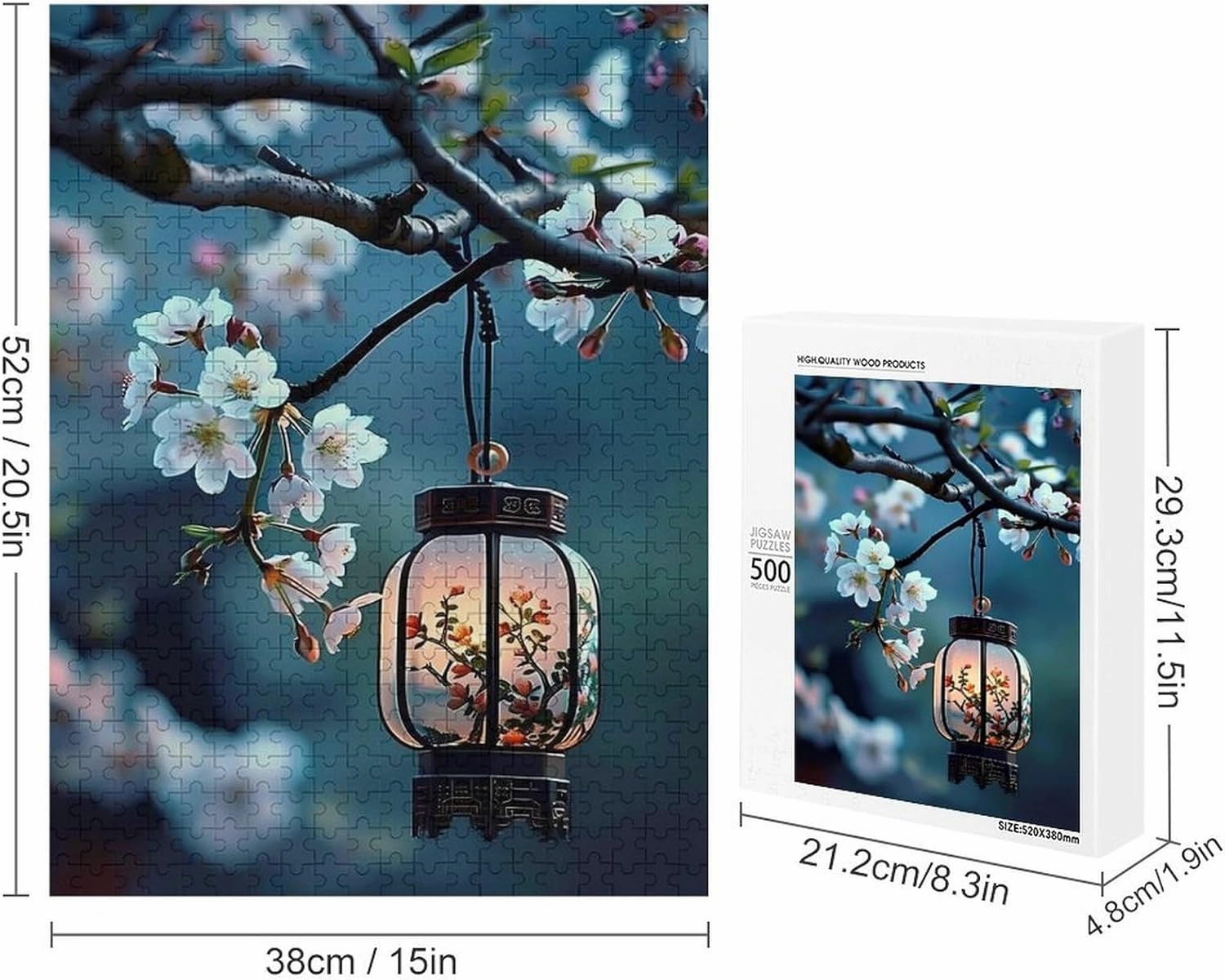 Puzzles for Adults 500 Pieces - The Lantern in The Peach Tree Lantern Funny Puzzle, Seek and Find Activities, Travel Toys for Toddlers and Kids