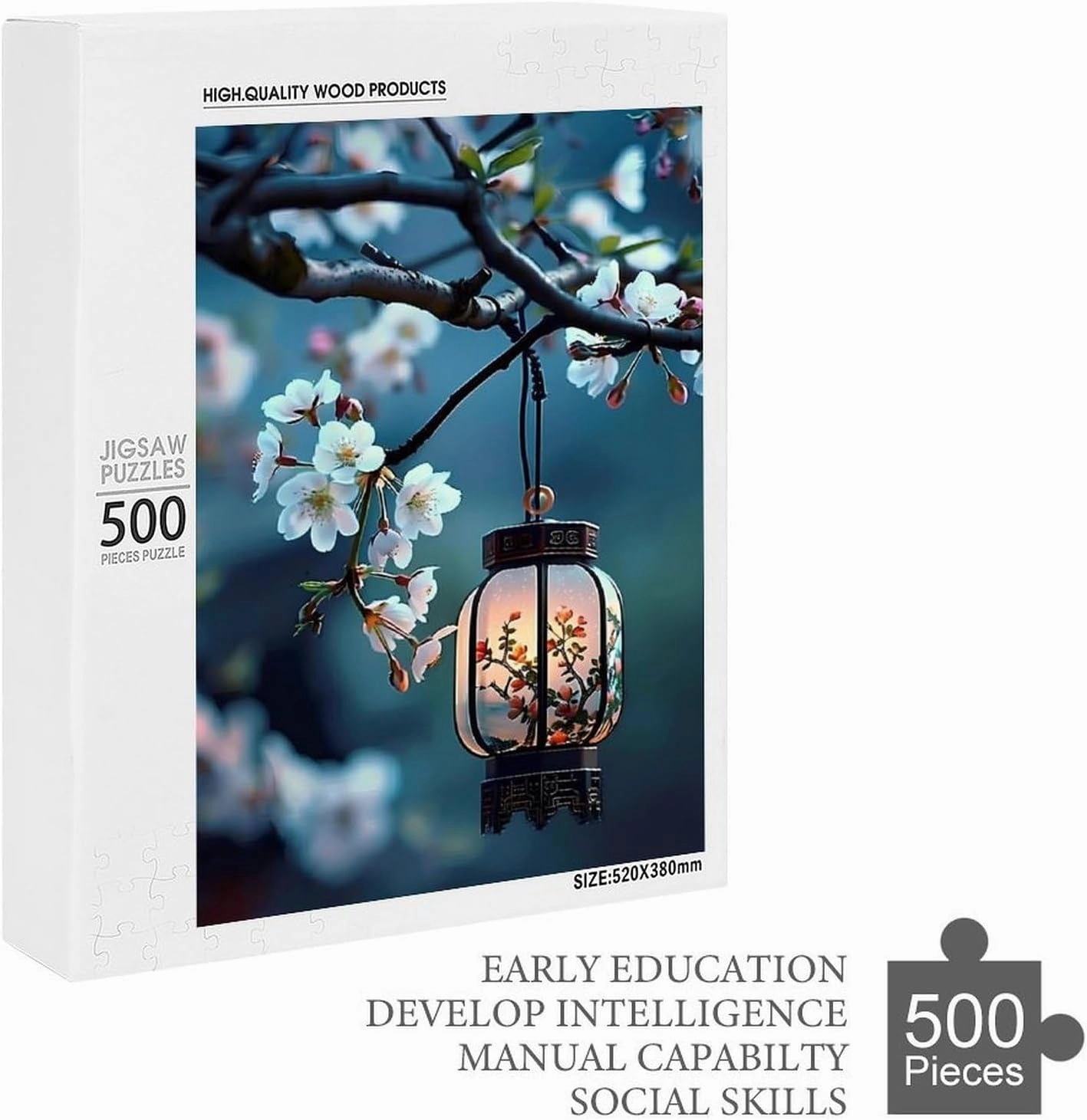 Puzzles for Adults 500 Pieces - The Lantern in The Peach Tree Lantern Funny Puzzle, Seek and Find Activities, Travel Toys for Toddlers and Kids